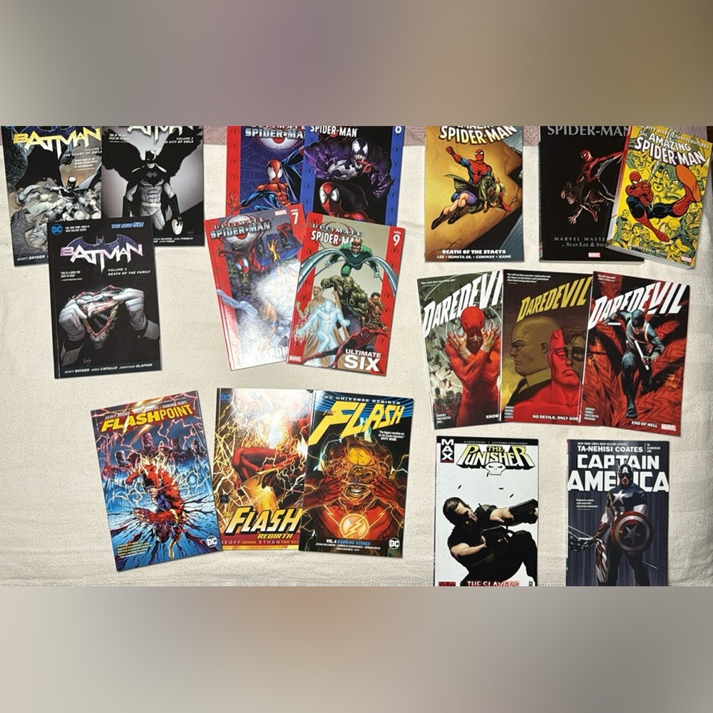 $100Marvel/DC Comics trade paper back the LOT-$100,OBO.Some NEW some read once